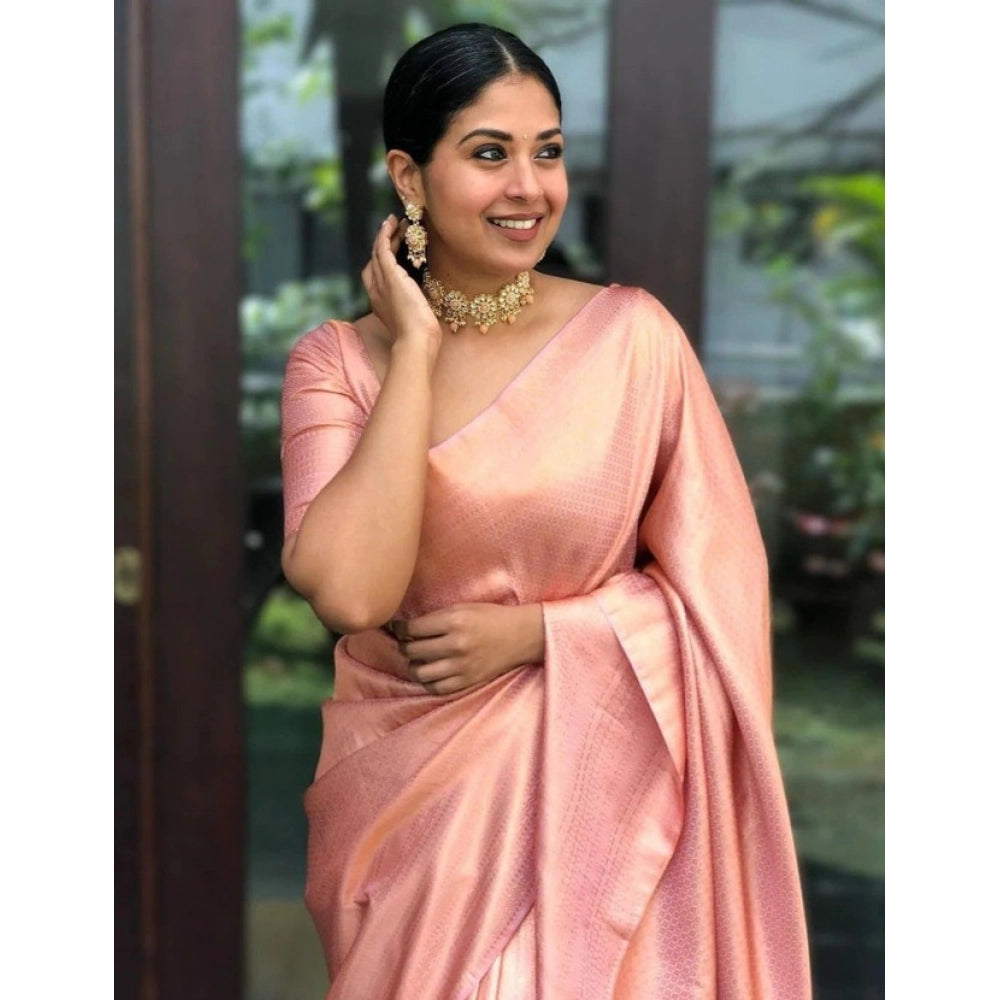 Peach Blossom Litchi Silk Saree