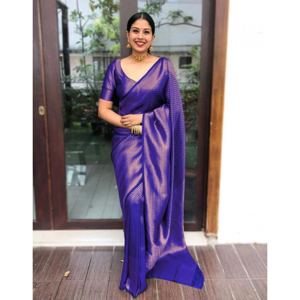 Purple Elegance Litchi Silk Saree