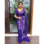 Purple Elegance Litchi Silk Saree