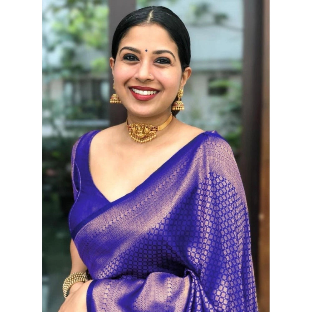 Purple Elegance Litchi Silk Saree