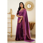 Litchi silk Printed Saree (Purple)