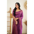Litchi silk Printed Saree (Purple)