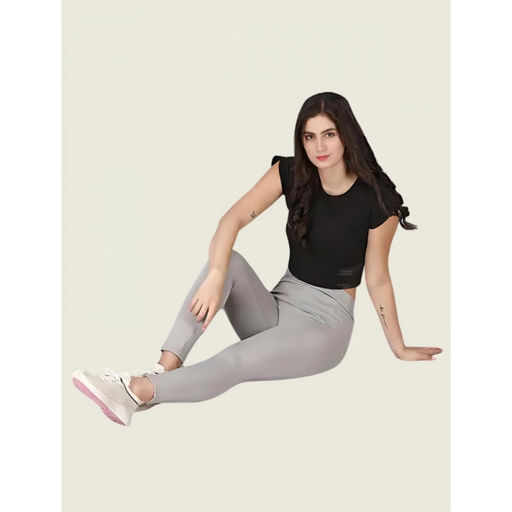 Grey Ankle length High Waisted Tights