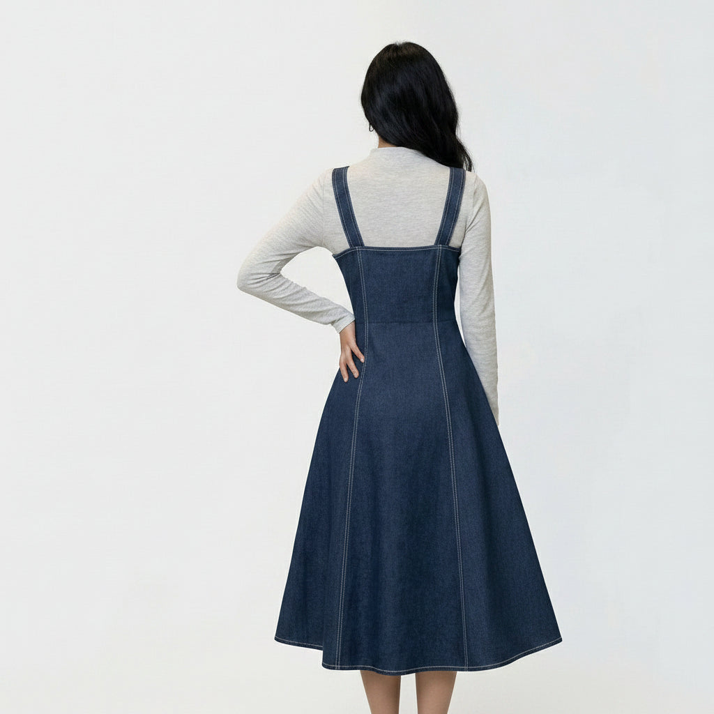 Navy Denim Jumper Dress