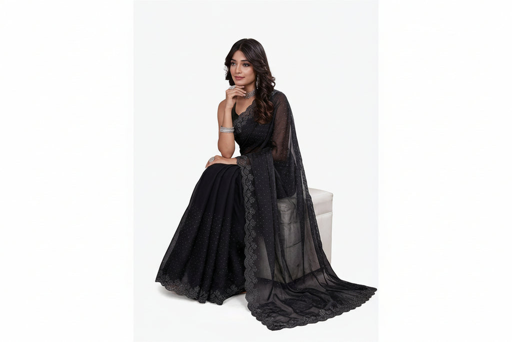 Black Embellished Saree