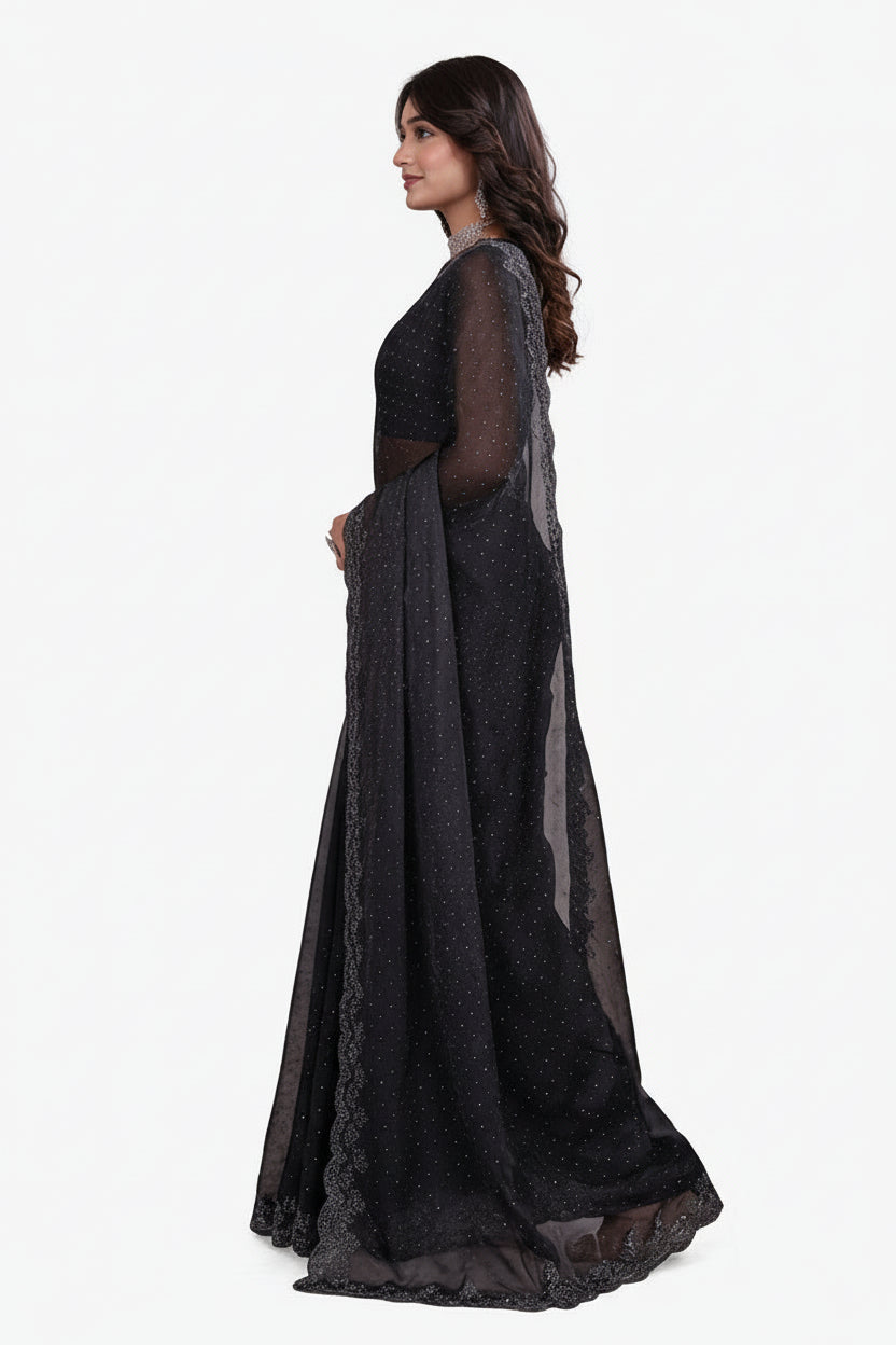 Black Embellished Saree