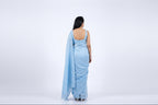 Powder Blue Lichi-Silk Saree