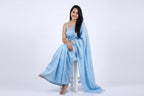 Powder Blue Lichi-Silk Saree