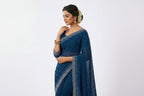 Blue Georgette Stone Work Saree