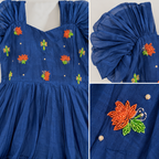 Cotton Royal Blue Tiered Dress
