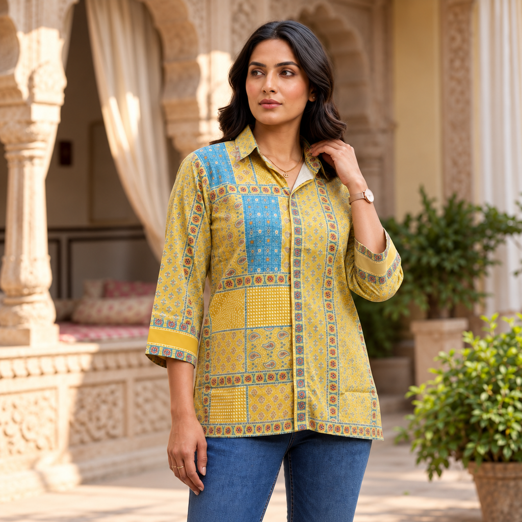 Mehndi Printed Crepe Shirt