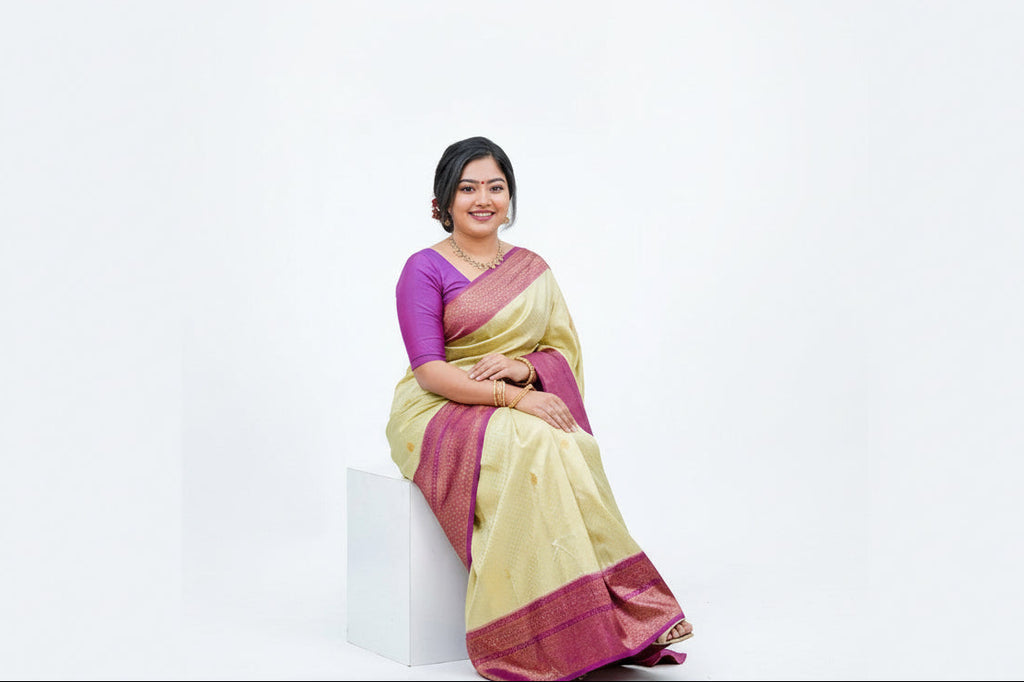 Lime Green and Magenta Saree