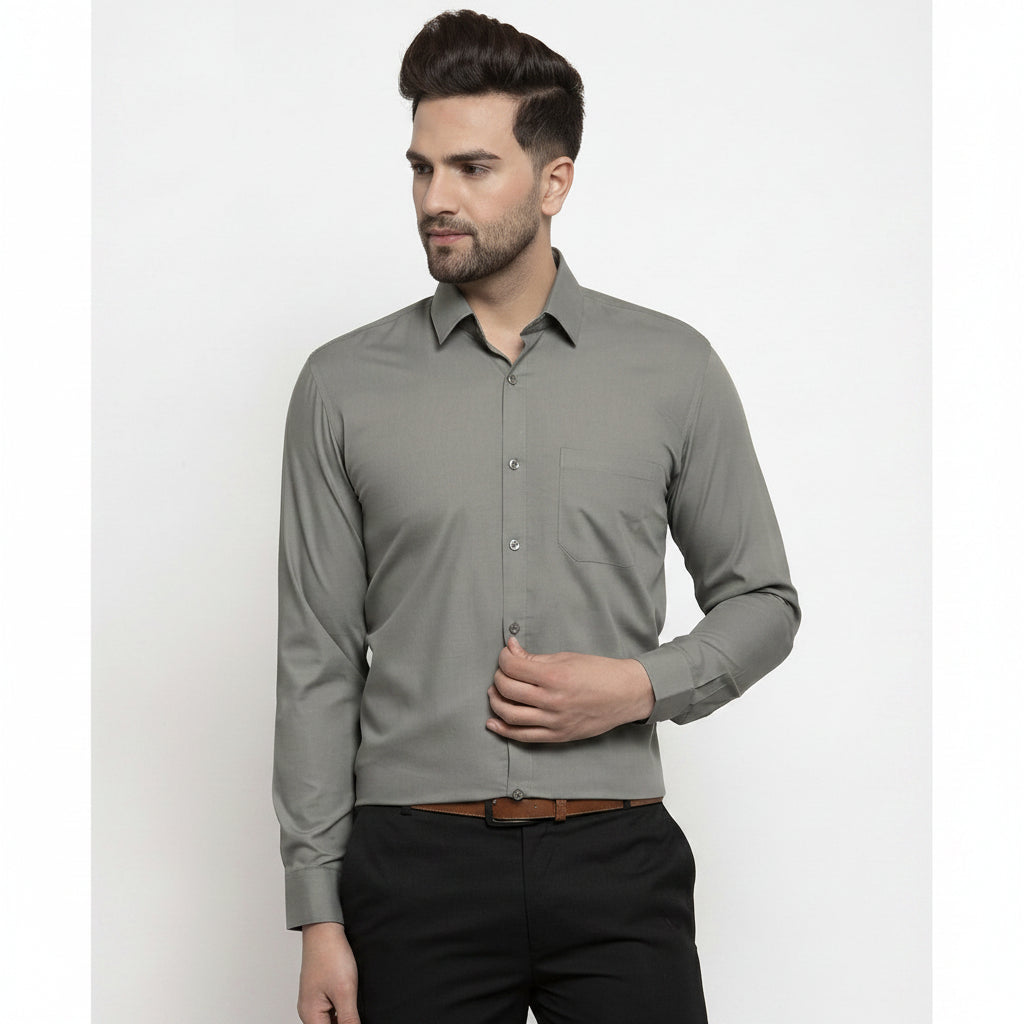 Classic Men's Steel Grey Formal Shirt