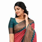 Red Silk Saree With Green Border