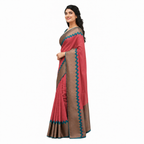 Red Silk Saree With Green Border