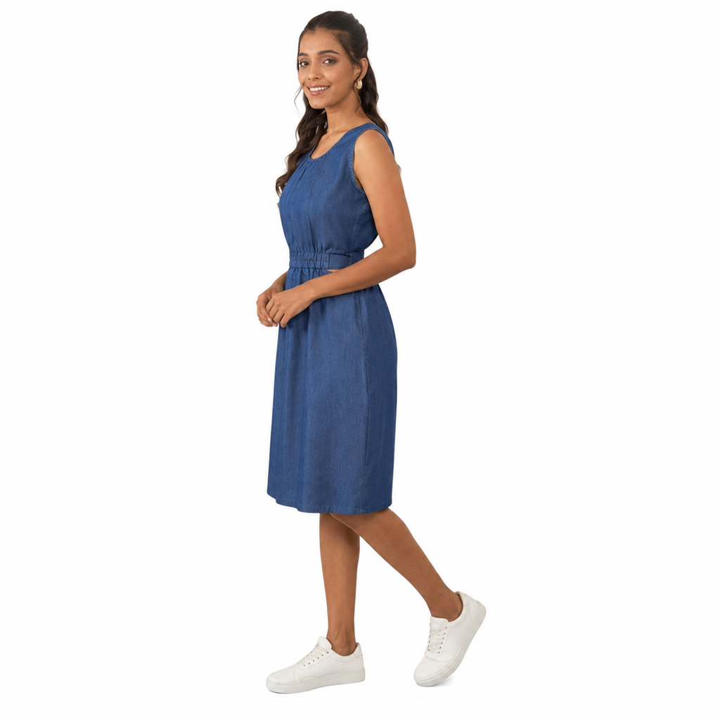 Blue Sleeveless Denim Dress