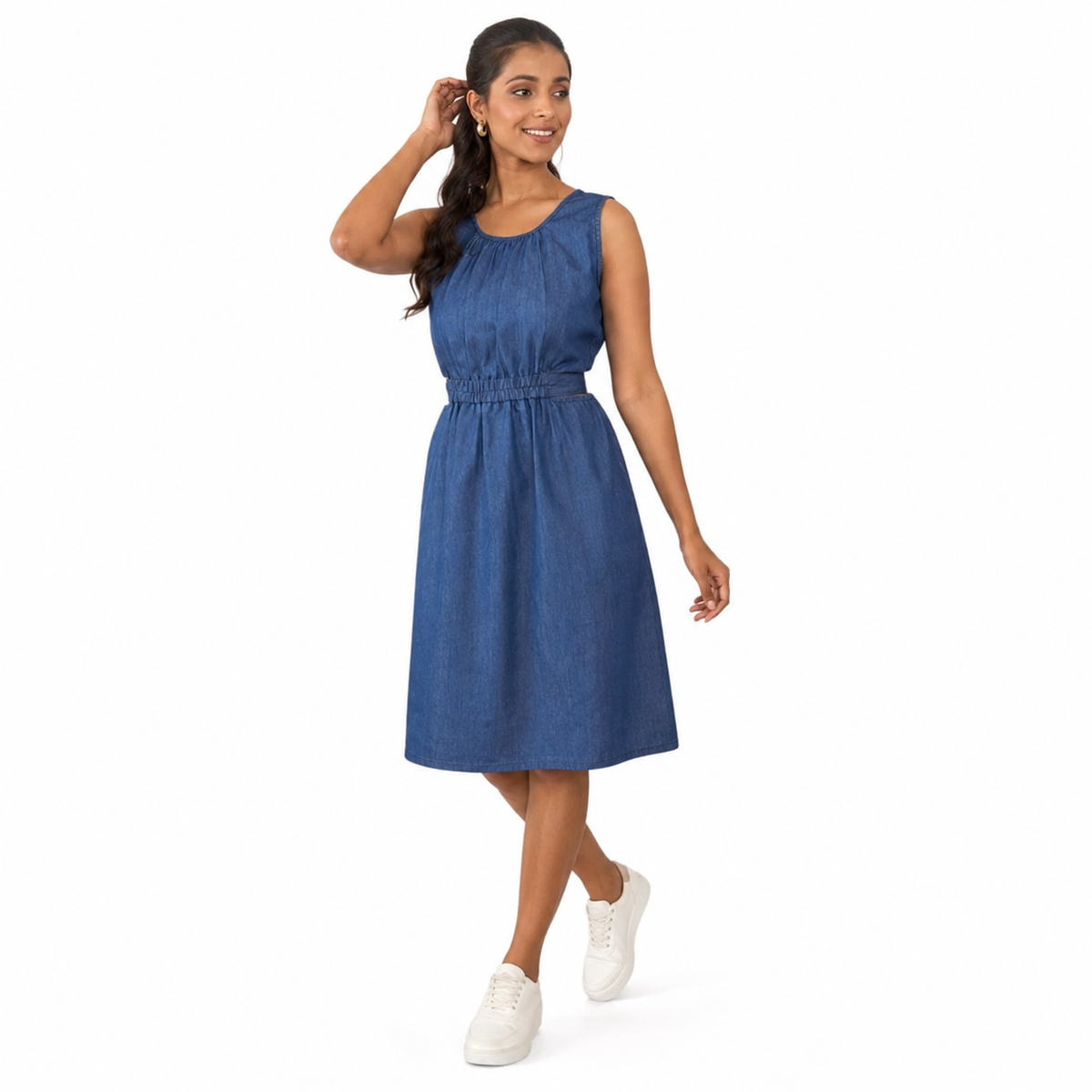 Blue Sleeveless Denim Dress