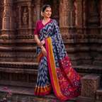 Ikat Pattern Traditional Saree