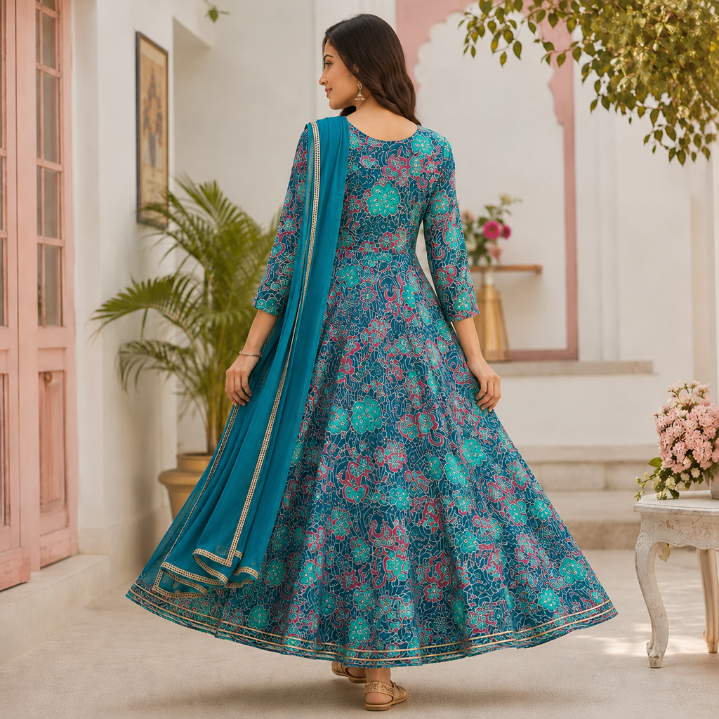 Cotton Sea Green floral set