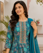 Cotton Sea Green floral set