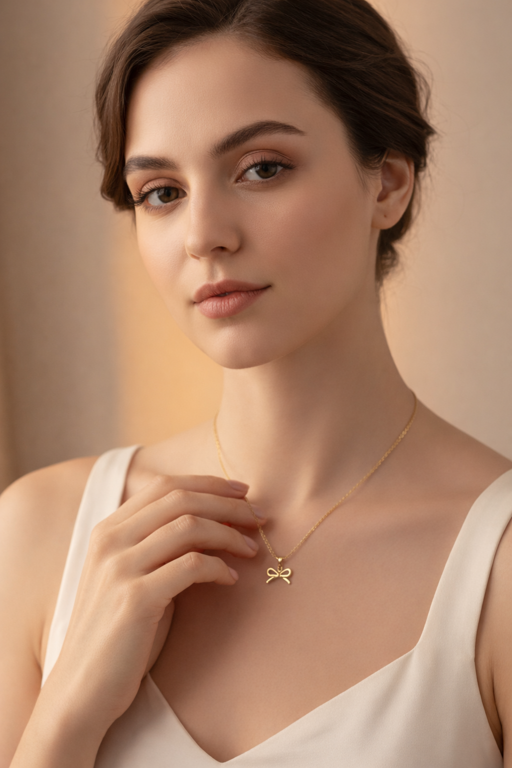 Gold Bow Pendant Necklace