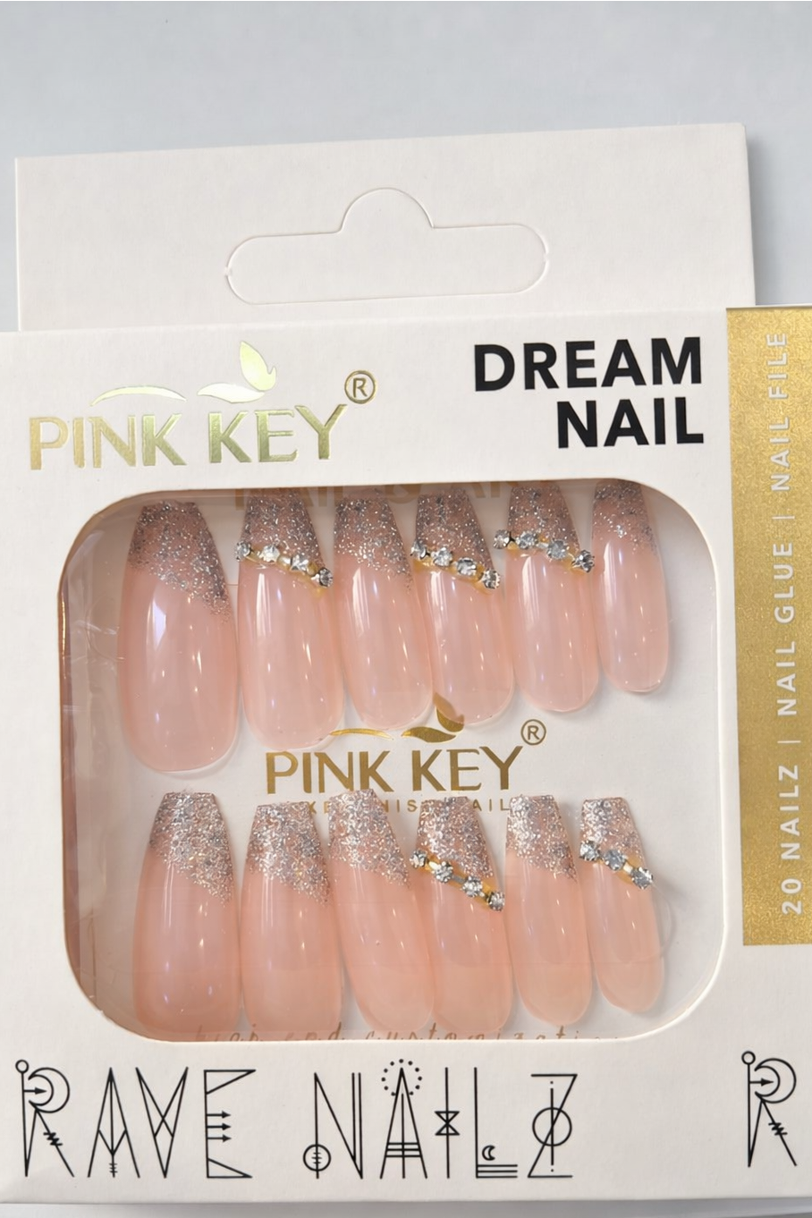 Gold Glitter Nails Set