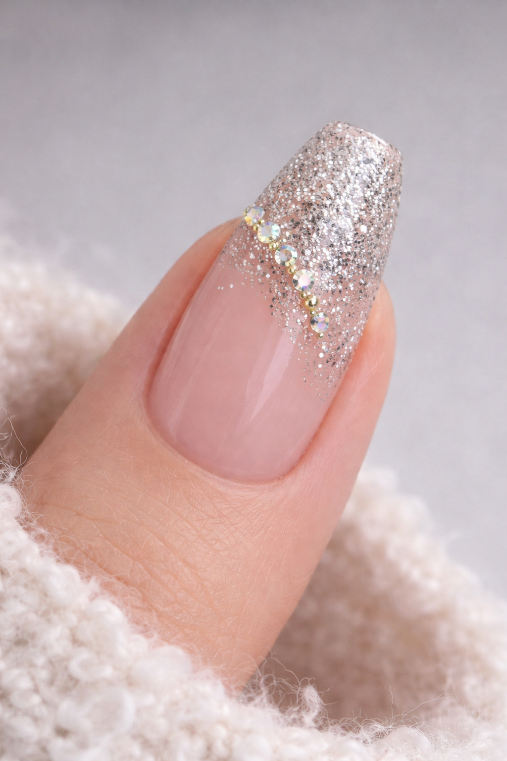 Gold Glitter Nails Set