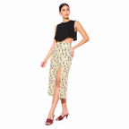 White Floral Print Side-Zip Midi Skirt