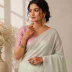 Silver Tissue Silk Solid Saree