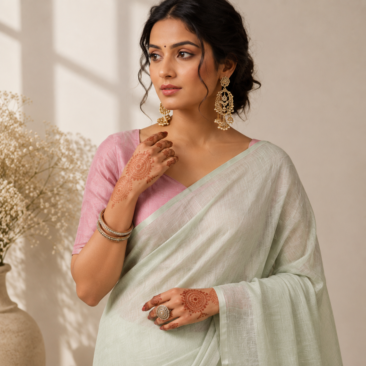 Silver Tissue Silk Solid Saree