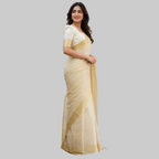 Cream and Gold Saree