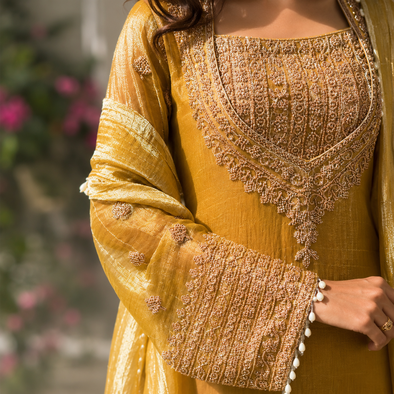 Yellow Silk Gharara Suit Set