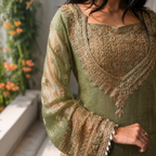 Green Silk Gharara Suit Set
