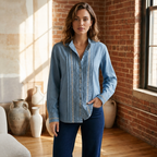 Embroidered Mandarin Collar Top