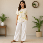 Off White Botanical Embroidered Top