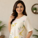 Off White Botanical Embroidered Top