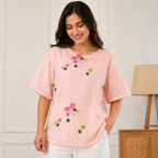 Floral Embroidered Peach Top