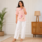 Floral Embroidered Peach Top