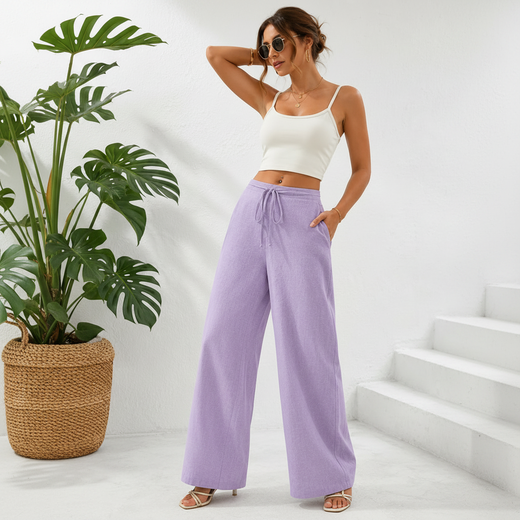 Breezy lavender wide-leg Trouser