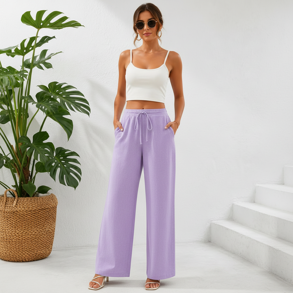Breezy lavender wide-leg Trouser