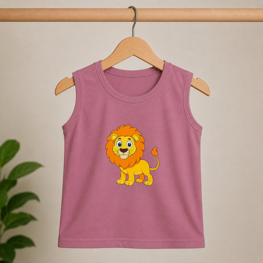 Dusty Pink Lion Sleeveless T-Shirt