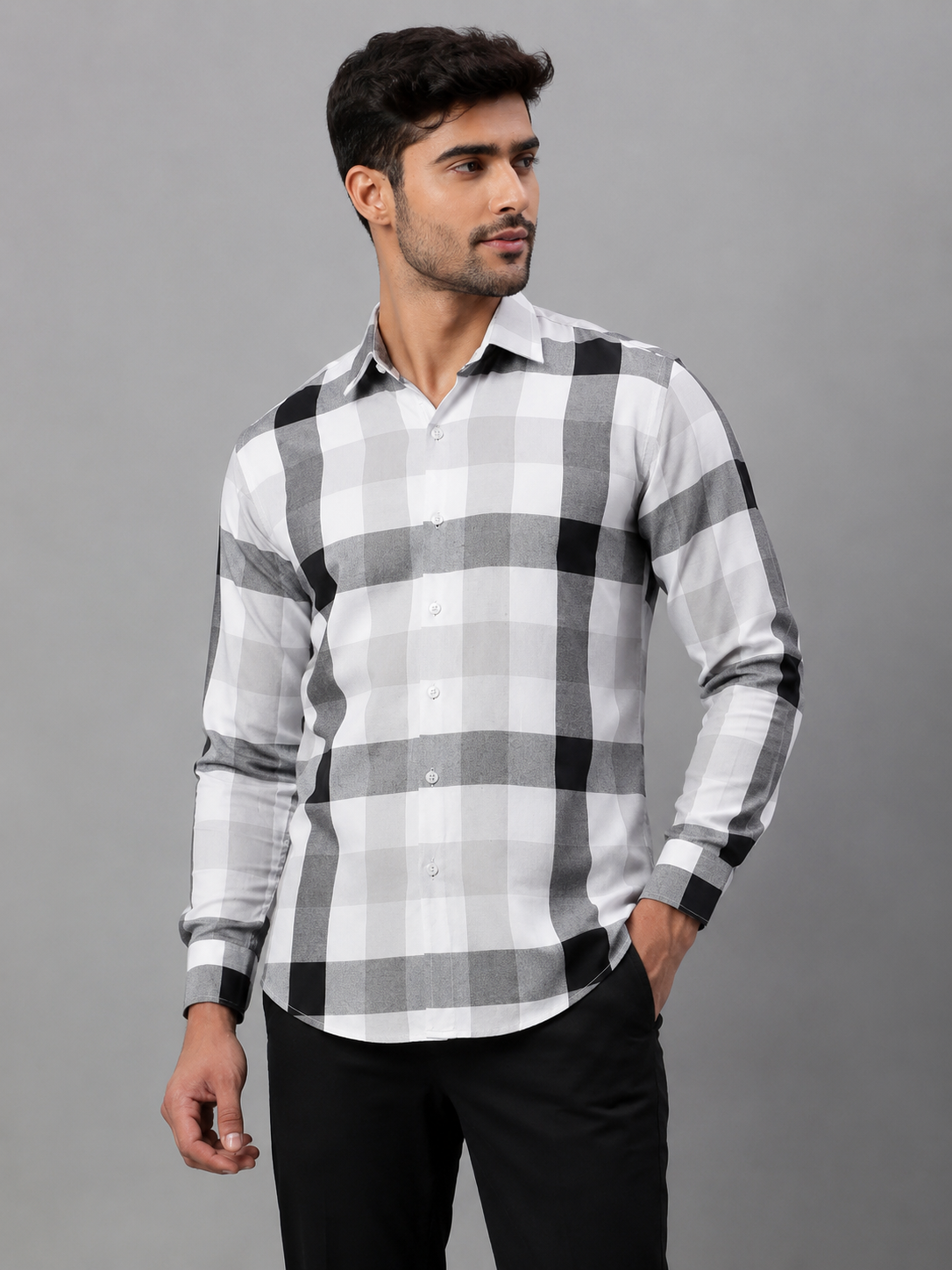Black & White Checked Cotton Shirt