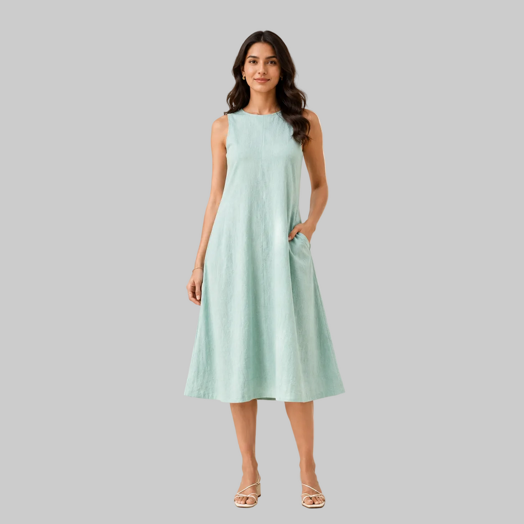 Sea Green A-Line Midi Dress