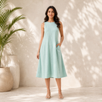 Sea Green A-Line Midi Dress