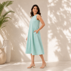 Sea Green A-Line Midi Dress