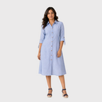 Blue A-Line Shirt Dress