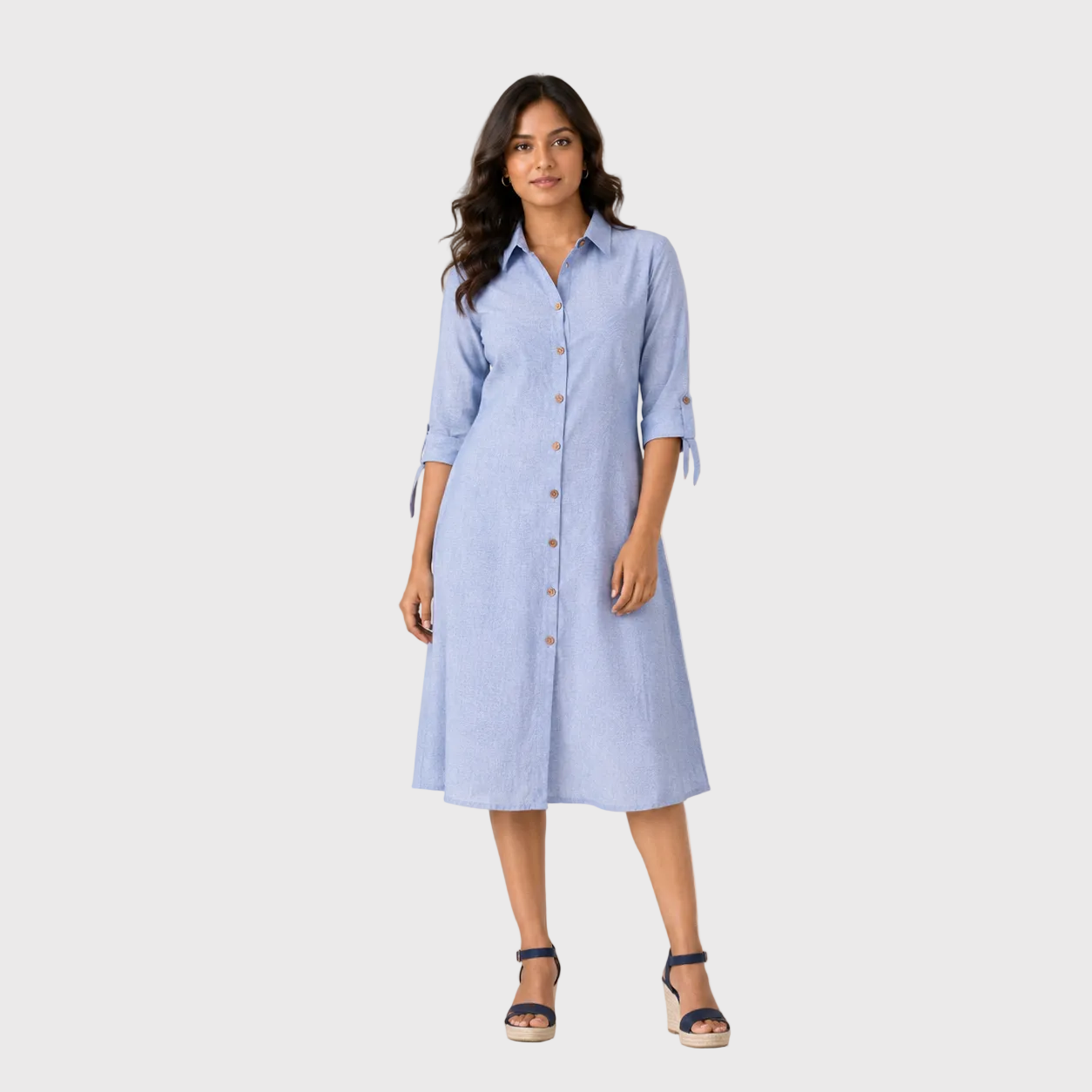 Blue A-Line Shirt Dress