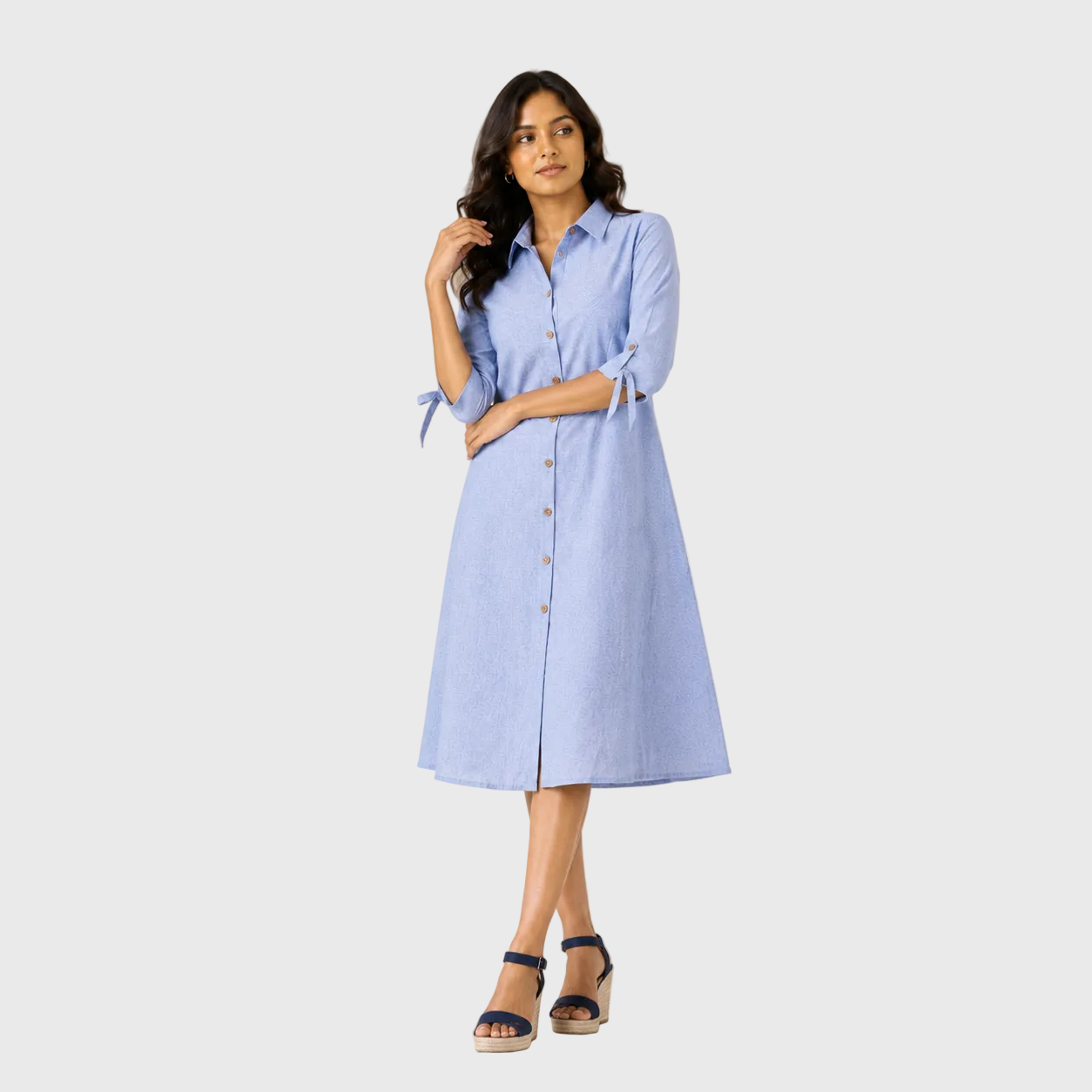 Blue A-Line Shirt Dress