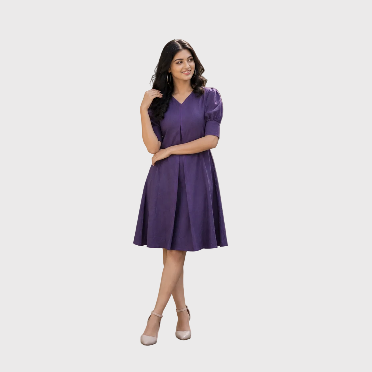 Puff Sleeve A-Line Dress