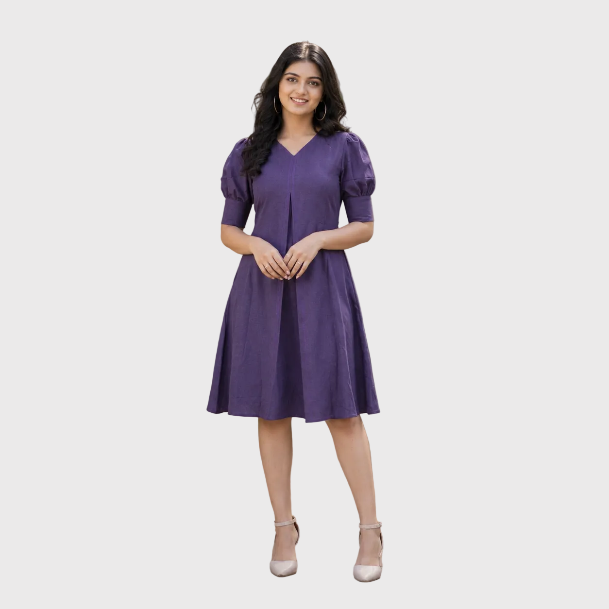 Puff Sleeve A-Line Dress